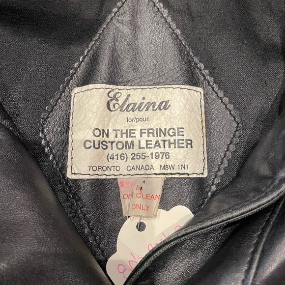 Vintage 1980’s Unisex Black Leather Moto Jacket With Silver Details XL - Picture 4 of 8